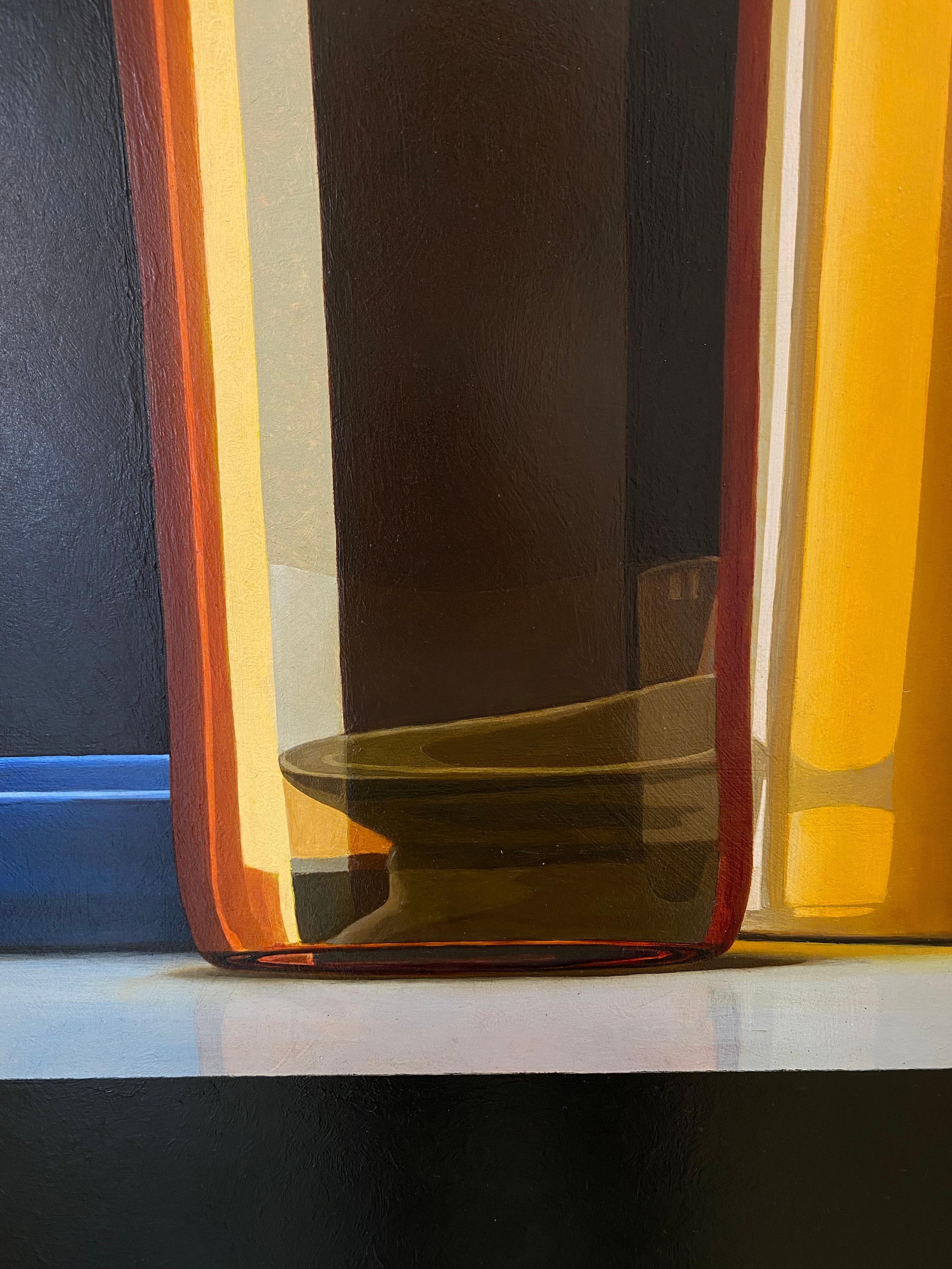 Composition with Wiskey Bottle -21st Century Contemporary Stilllife Painting For Sale 1