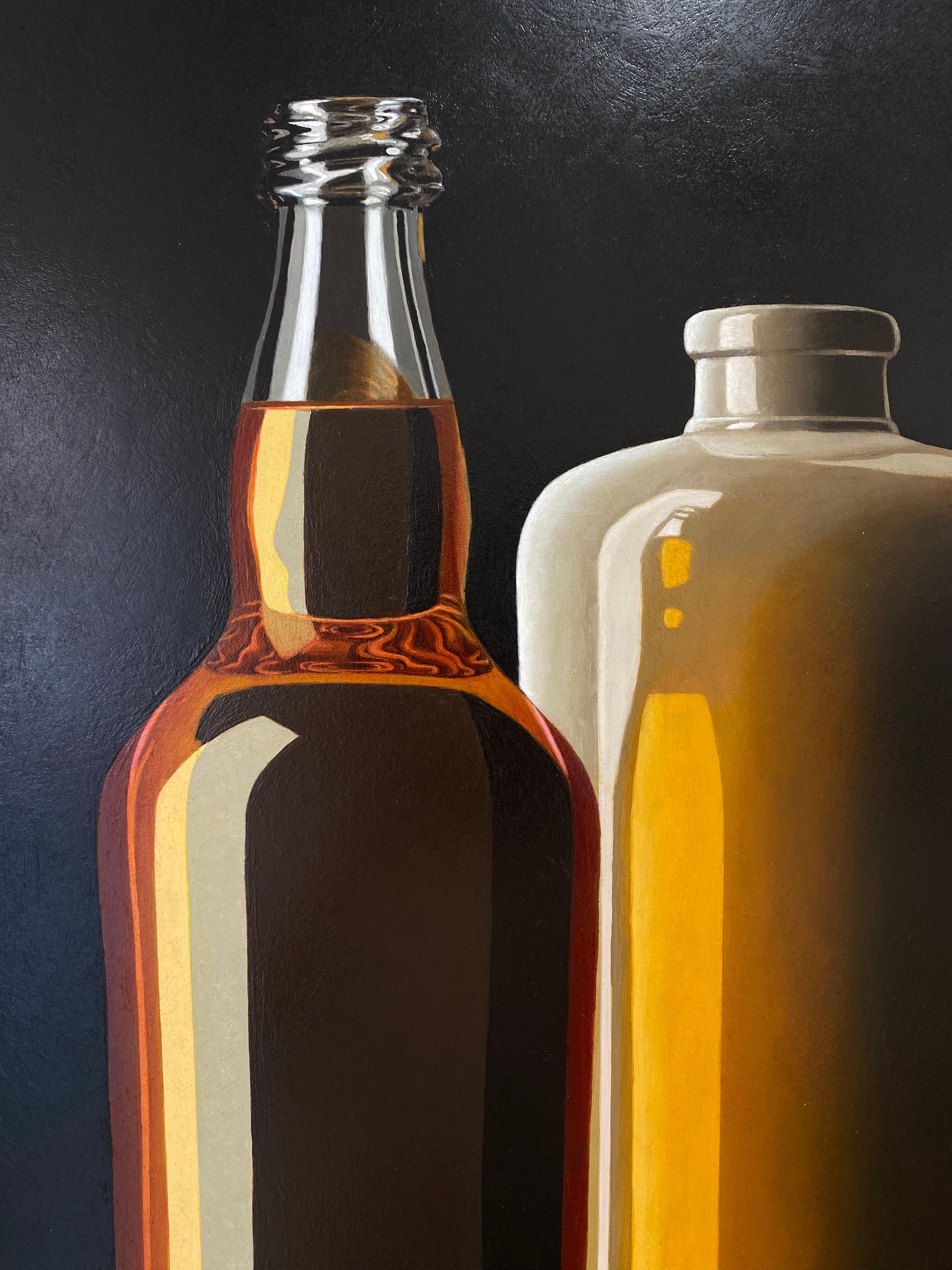 Composition with Wiskey Bottle -21st Century Contemporary Stilllife Painting For Sale 2