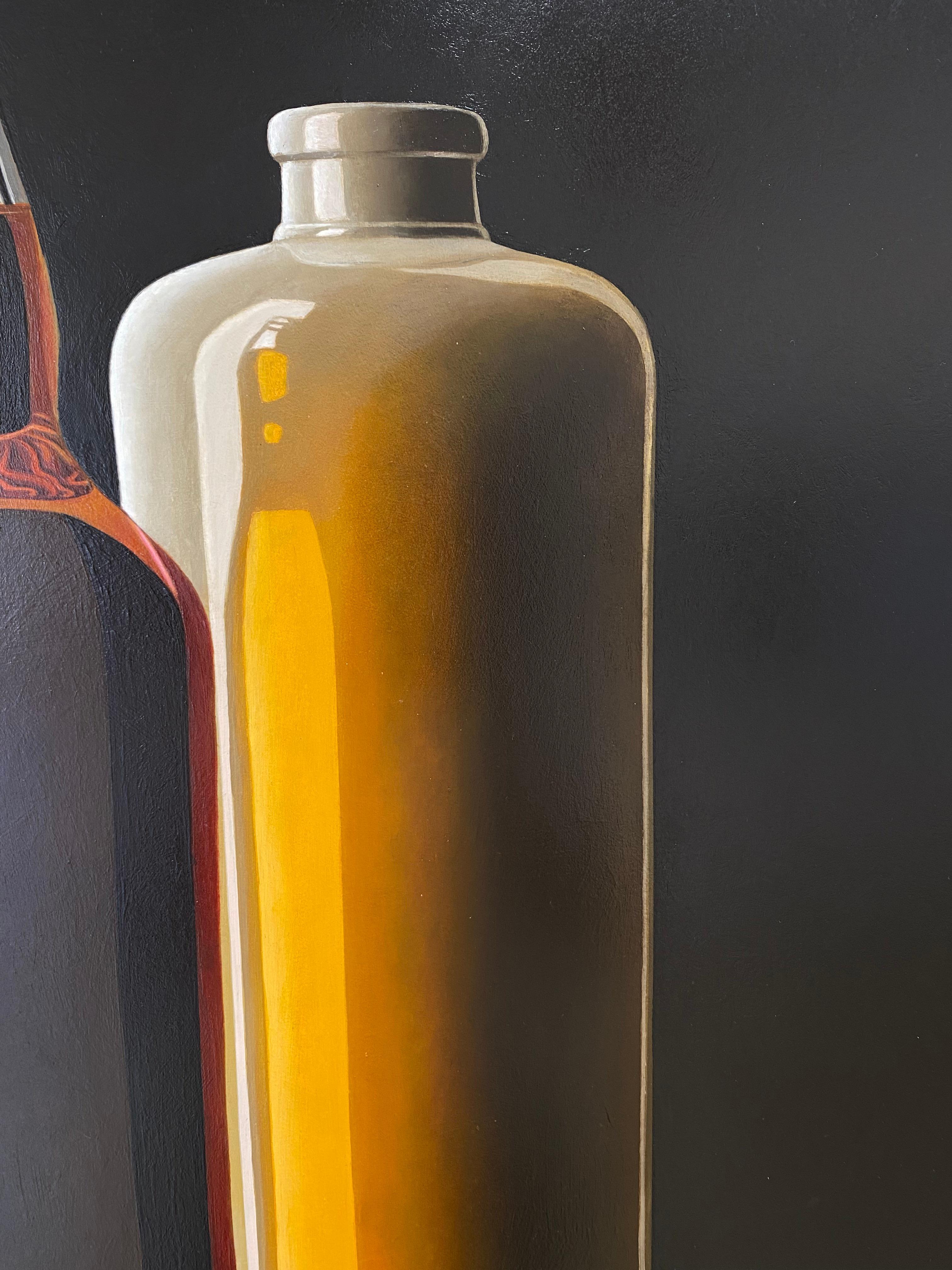 Composition with Wiskey Bottle -21st Century Contemporary Stilllife Painting For Sale 3