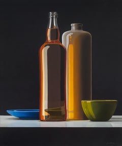 Composition with Wiskey Bottle -21st Century Contemporary Stilllife Painting