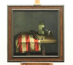 Still-Life with Red-White Canvas - 21st Century Contemporary Oil Painting