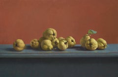 Stilleven Met Kweeperen, Oil on Panel Still Life 80 x 122 cm 2021 Fruit In Stock