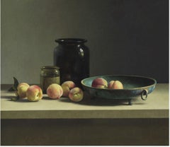 Stilleven met Perziken Bodegón con melocotones Pintura al óleo contemporánea