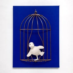 Break Free Duckling - scultura-pittura originale realistica - opera d'arte contemporanea