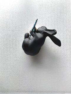 CARROT – OFF THE WALL (Black) - animal surreal realism wall sculpture bronze art