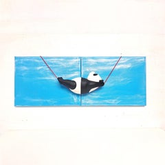 Daydreamer-panda-original realism wildlife sculpture painting - contemporary Art