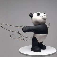 Dreamer Panda - figurative animal installation sculpture wild life porcelain 