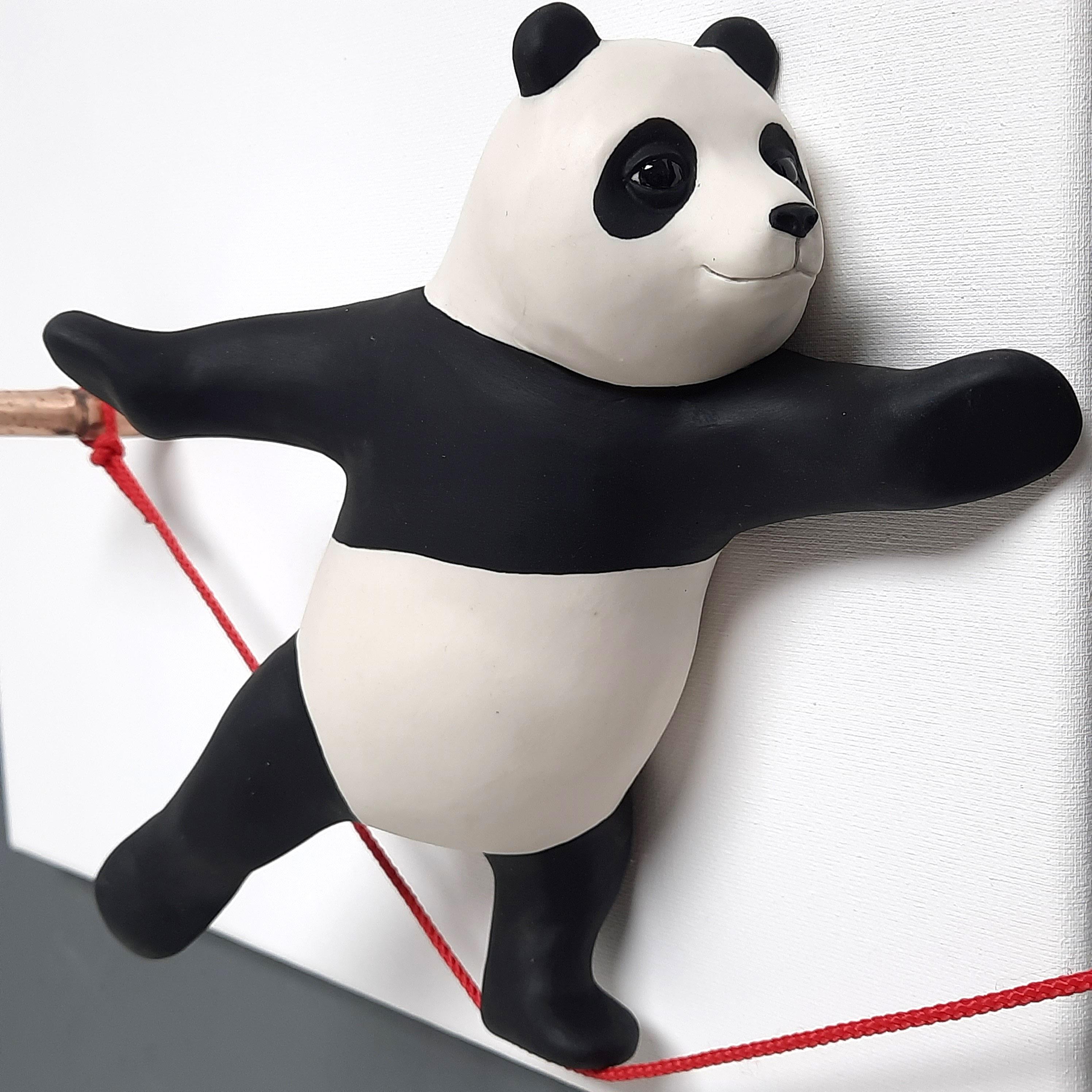 Leap of Faith II-original wildlife panda sculpture-painting-contemporary art For Sale 1