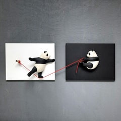 Antique Leap of Faith II-original wildlife panda sculpture-painting-contemporary art