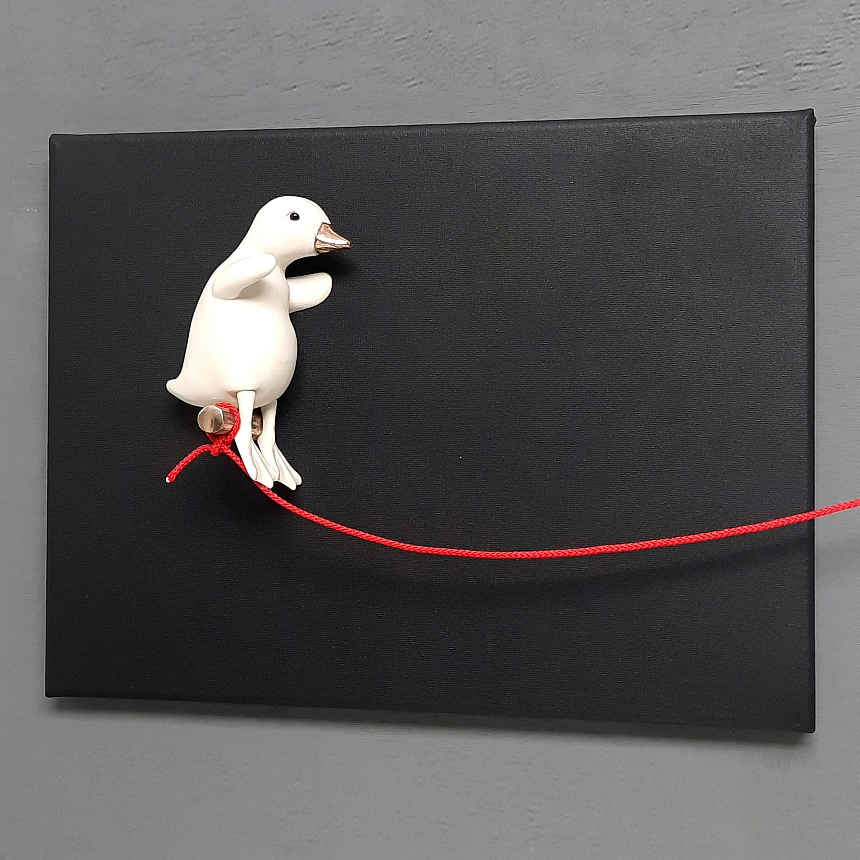 Leap of Faith-original realism wildlife sculpture-painting-artwork-contemporary - Contemporary Sculpture by Henk Jan Sanderman