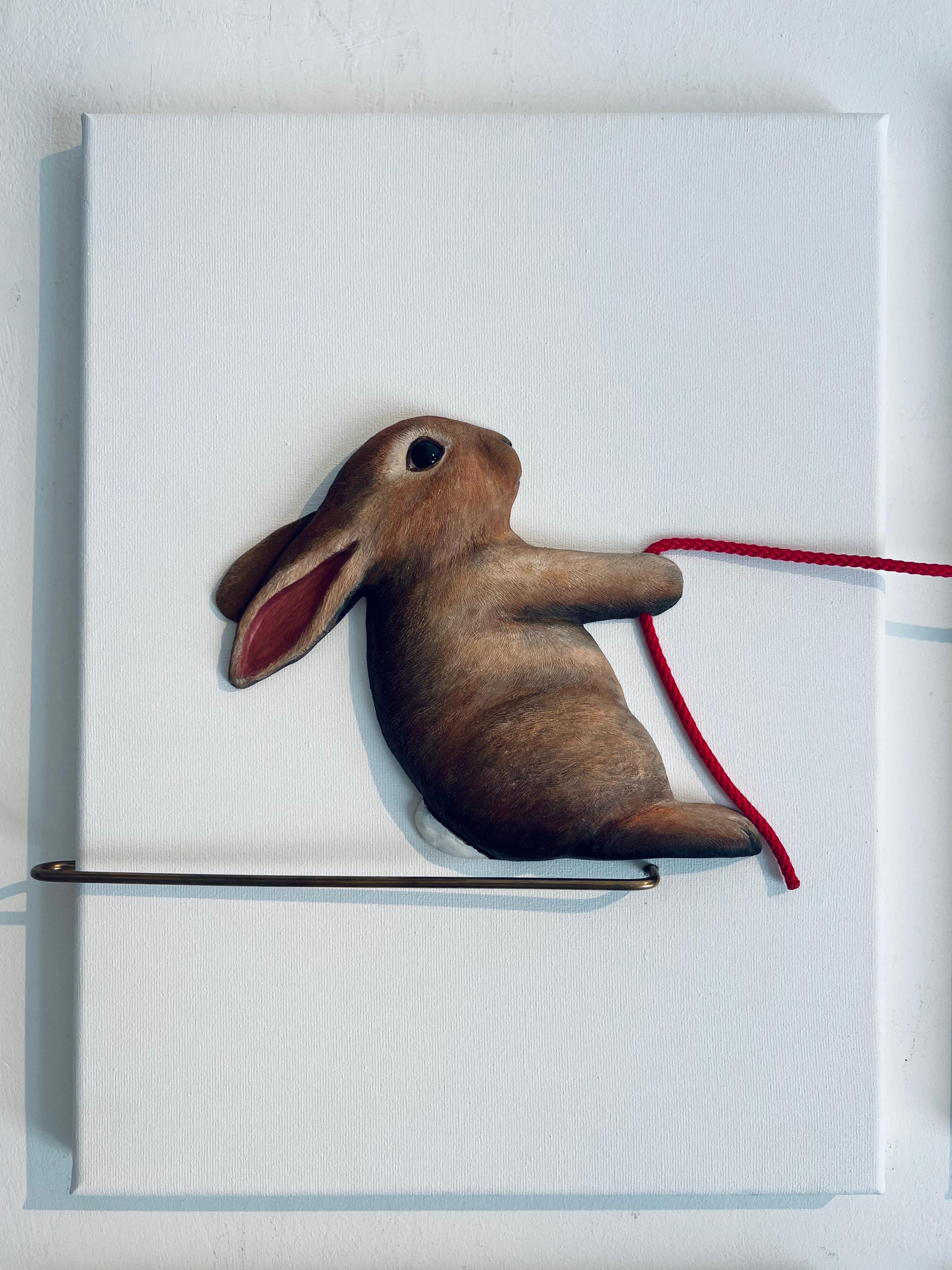 Mine-original realism wildlife sculpture-oil painting-Artwork-contemporary Art - Modern Painting by Henk Jan Sanderman