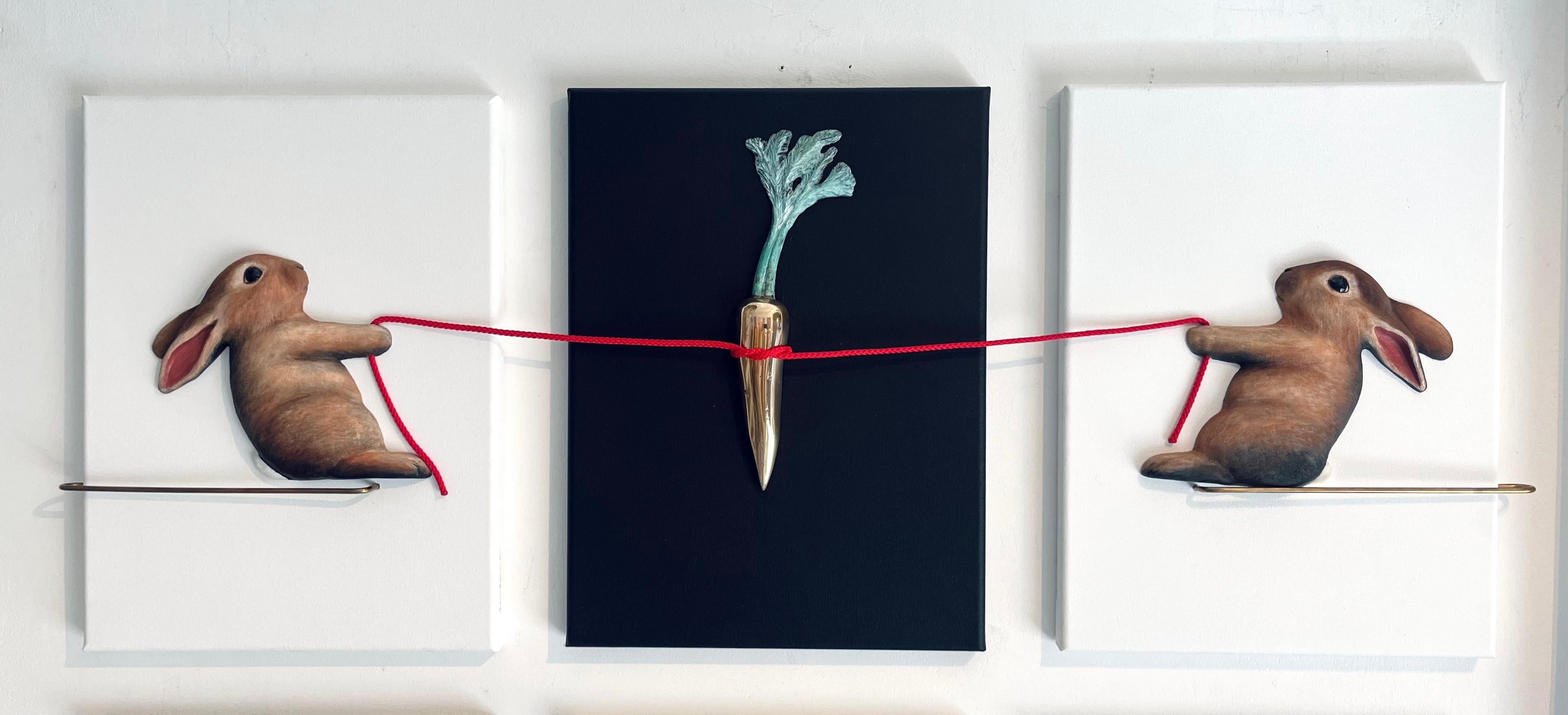 Mine-original realism wildlife sculpture-oil painting-Artwork-contemporary Art - Painting by Henk Jan Sanderman