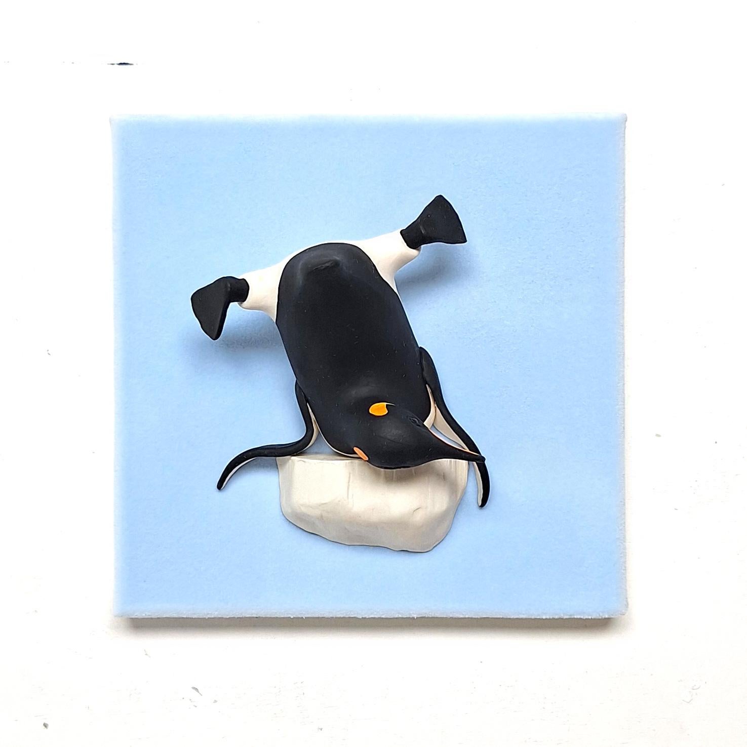 Penguin B Upside down realism wildlife sculpture artwork-contemporary Wall art