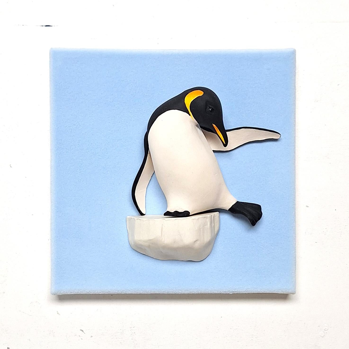 Penguin C "Ballance" realism wildlife sculpture artwork-contemporary Wall art - Sculpture by Henk Jan Sanderman