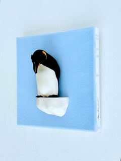 Penguin-Hide & Seek-Hand-Painted Porcelain Sculpture on Iceberg, Limited Edition