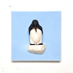 Penguin-Hide & Seek-Hand-Painted Porcelain Sculpture on Iceberg, Limited Edition