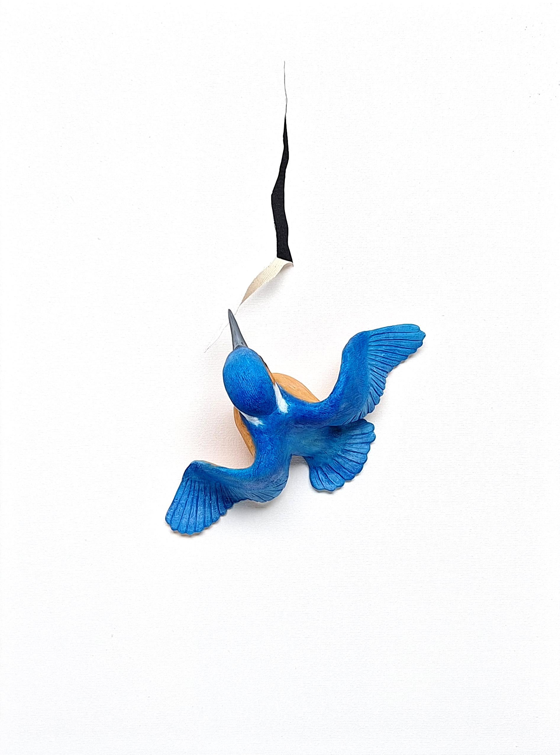 Pickingfisher- original realism wildlife sculpture 3d artwork - contemporary art – Sculpture von Henk Jan Sanderman