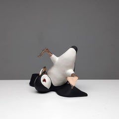 Puffin, Upside Down - figurative animal installation wall sculpture wild life