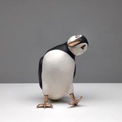 Puffin, What's Down - figurative animal installation wall sculpture wild life