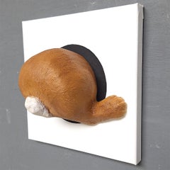 Rabbit Hole (Brown) - original realism wildlife sculpture-painting-artwork-art