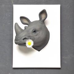 Flor de rinoceronte: escultura, pintura y obra de arte original y realista de la fauna, contemporánea