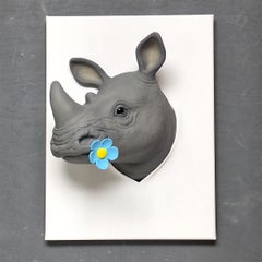 Flor de rinoceronte: escultura, pintura y obra de arte original y realista de la fauna, contemporánea