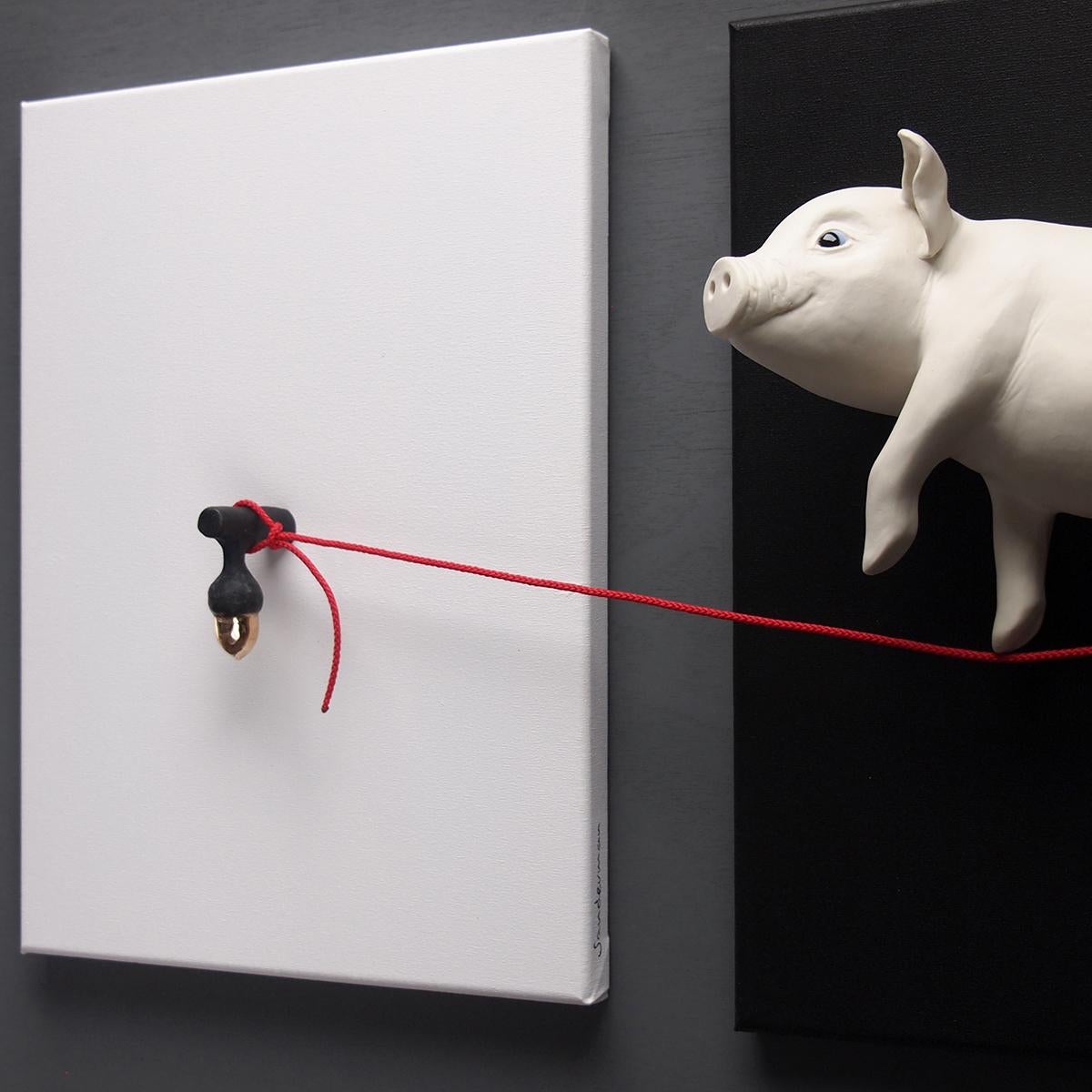 When Pigs Fly (Schwarzes Triptychon)-Originaler Realismus - Skulptur aus der Tierwelt - Zeitgenössisch  im Angebot 2