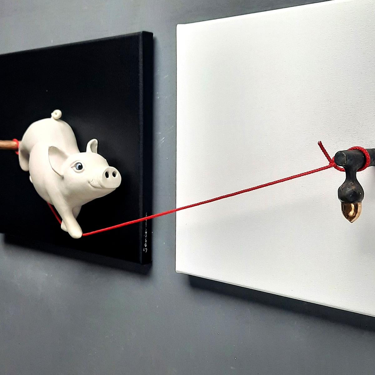WHEN PIGS FLY-Original  Skulptur-Kunstwerk-Wildnis-Malerei-Zeitgenössische Kunst im Angebot 1