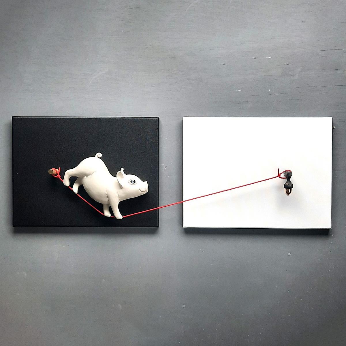 WHEN PIGS FLY-original  sculpture-artwork wildlife painting-contemporary Art