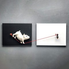 WHEN PIGS FLY-original  sculpture-artwork wildlife painting-contemporary Art