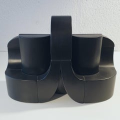 Fantasía y fuga - escultura geométrica abstracta moderna contemporánea negra de madera