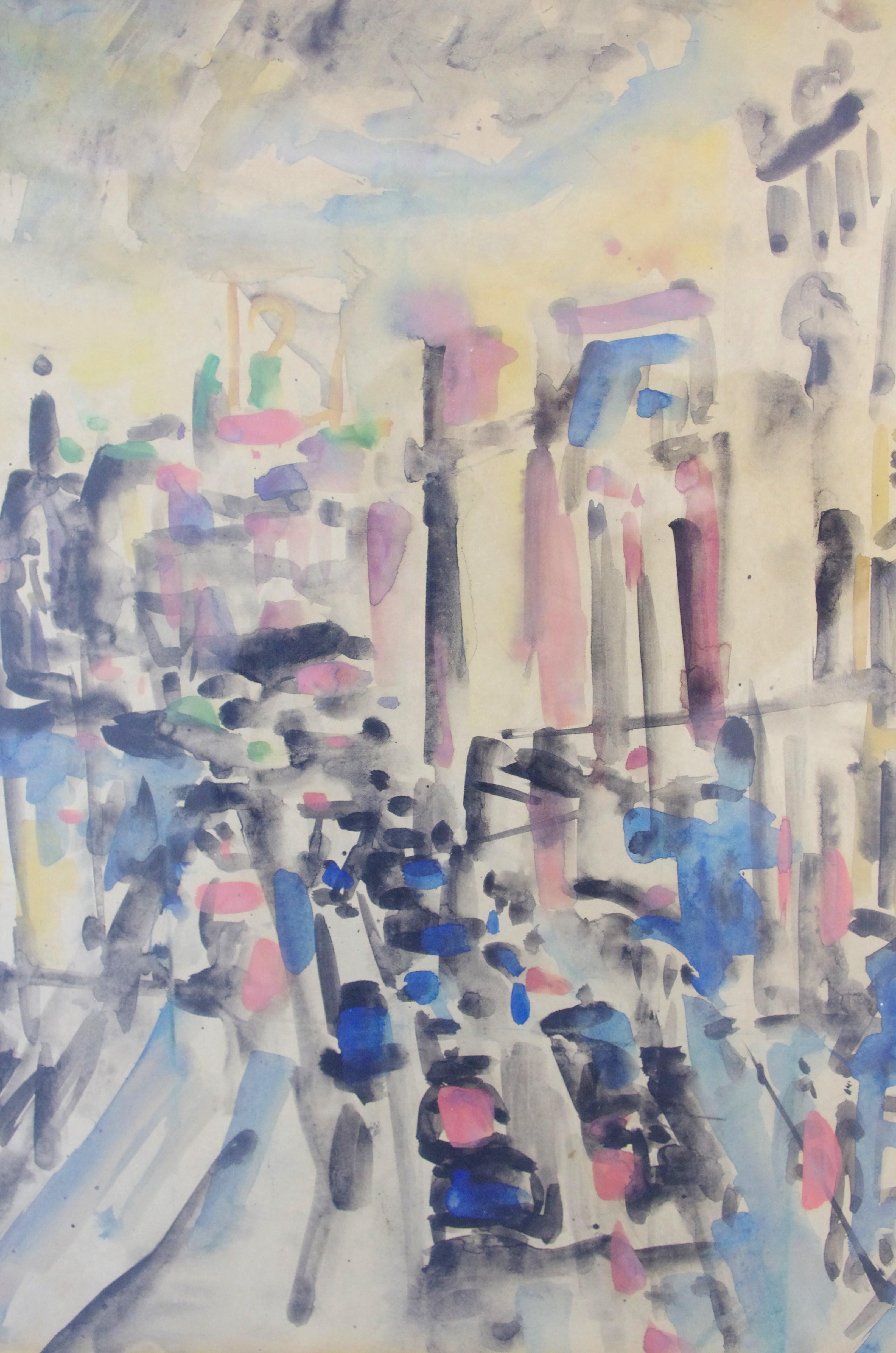 Dutch Henk Willemse - Aquarel of a City For Sale