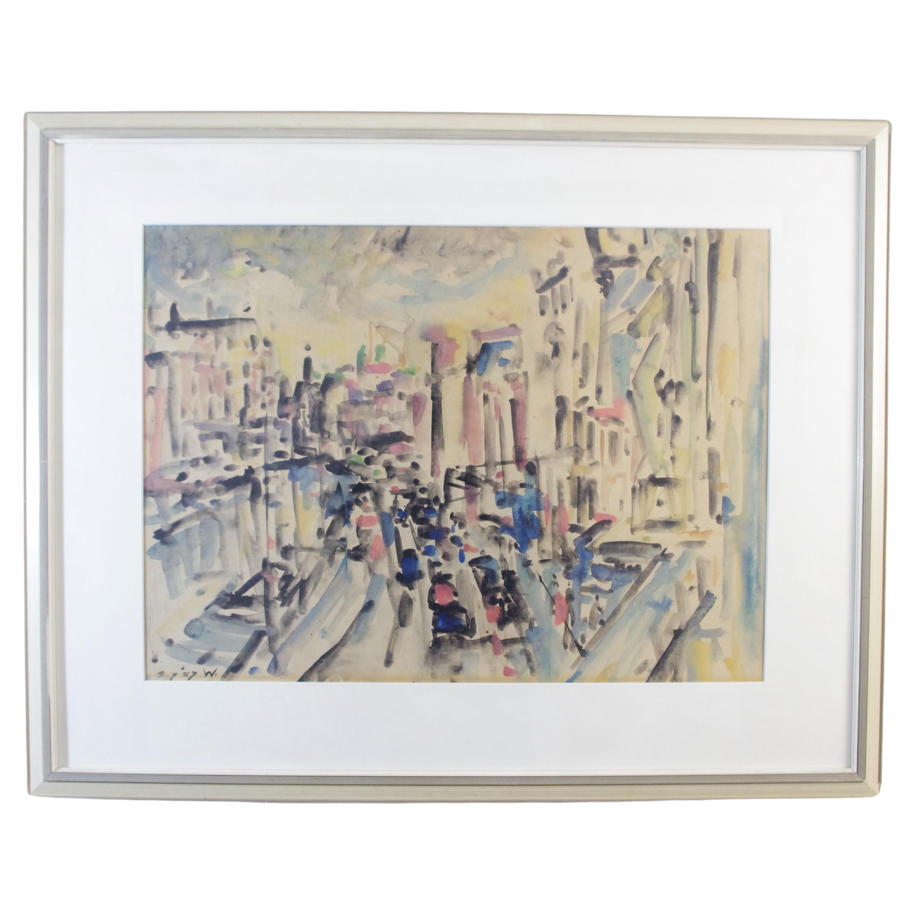 Henk Willemse - Aquarel of a City For Sale