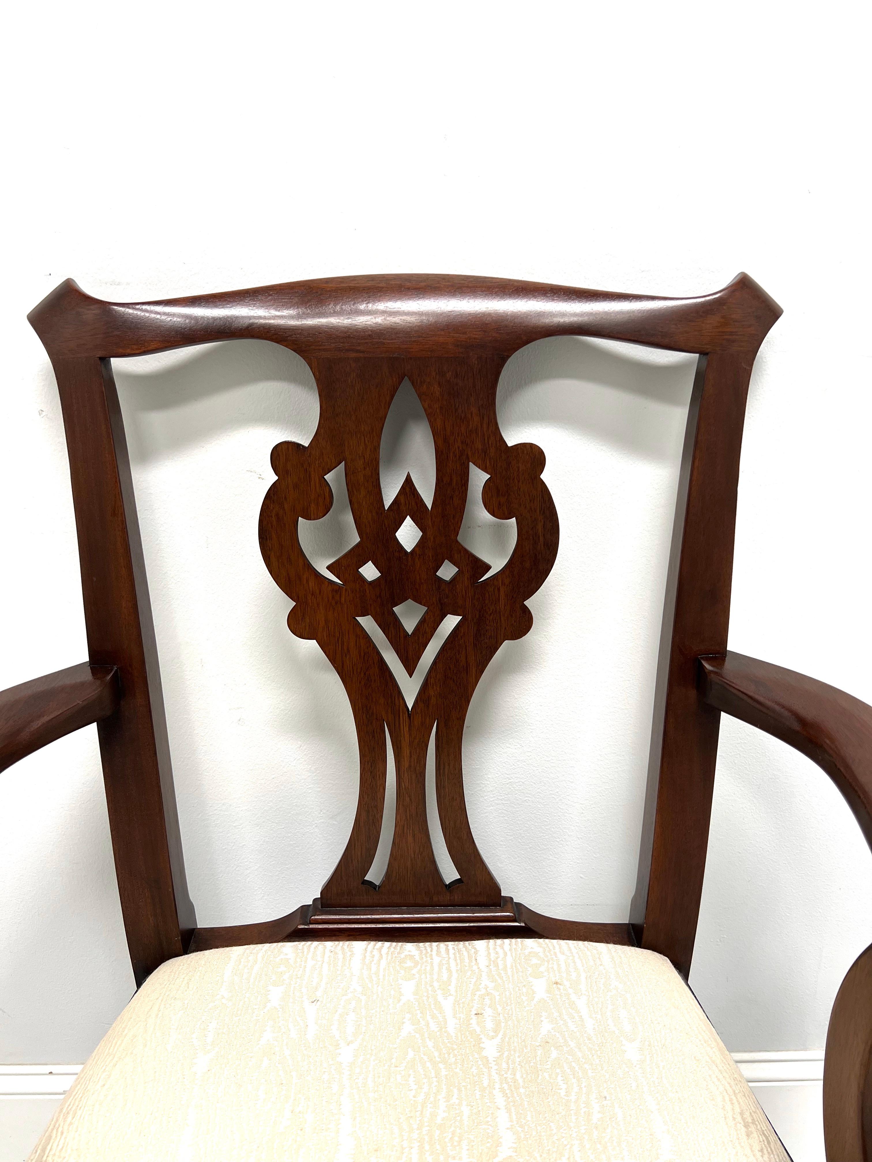 Fabric HENKEL HARRIS 101A 29 Mahogany Chippendale Dining Armchairs - Pair