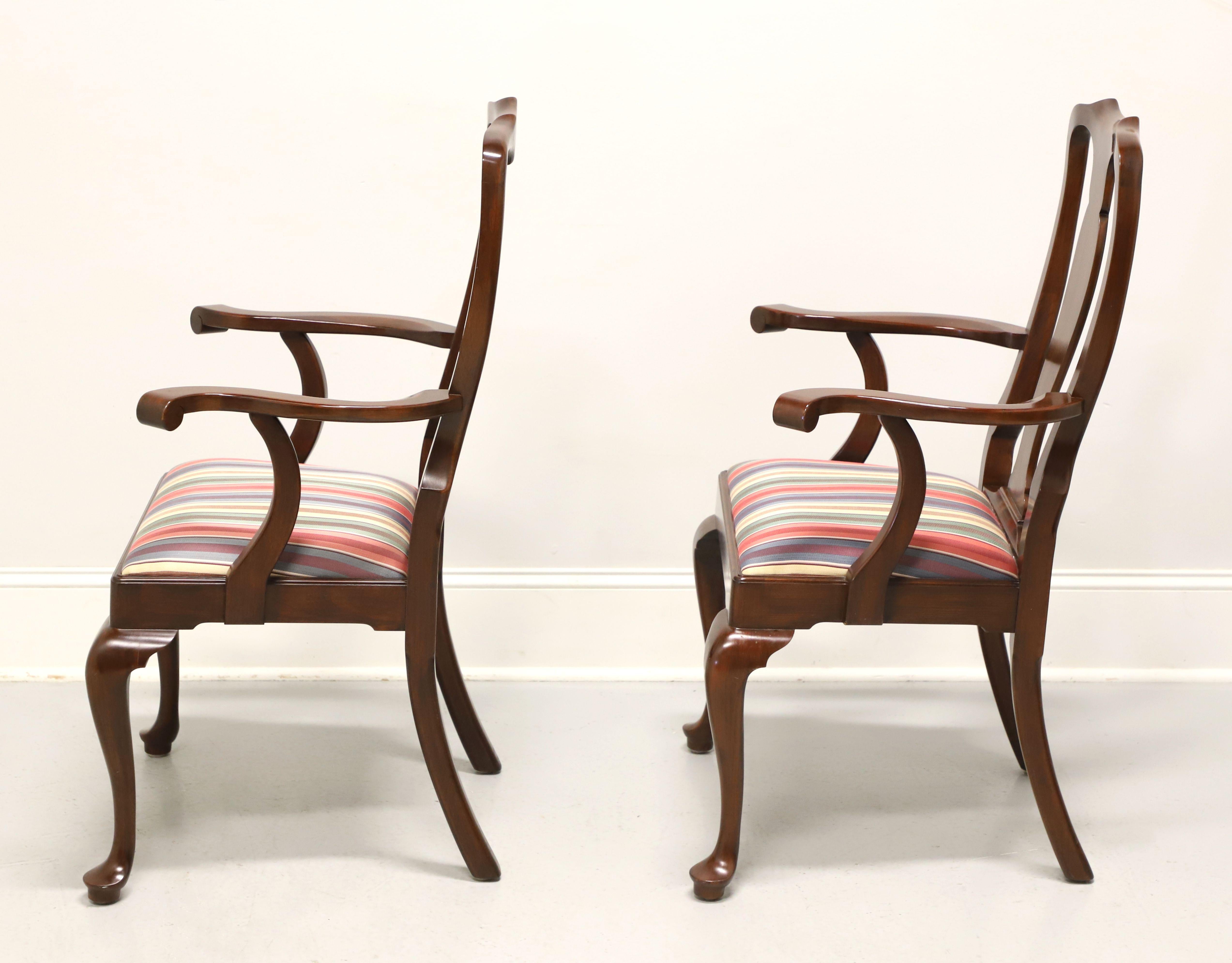 HENKEL HARRIS 105A 22 Wild Black Cherry Queen Anne Dining Armchairs - Pair In Good Condition In Charlotte, NC