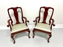 HENKEL HARRIS 105A 24 Wild Black Cherry Queen Anne Dining Armchairs - Pair
