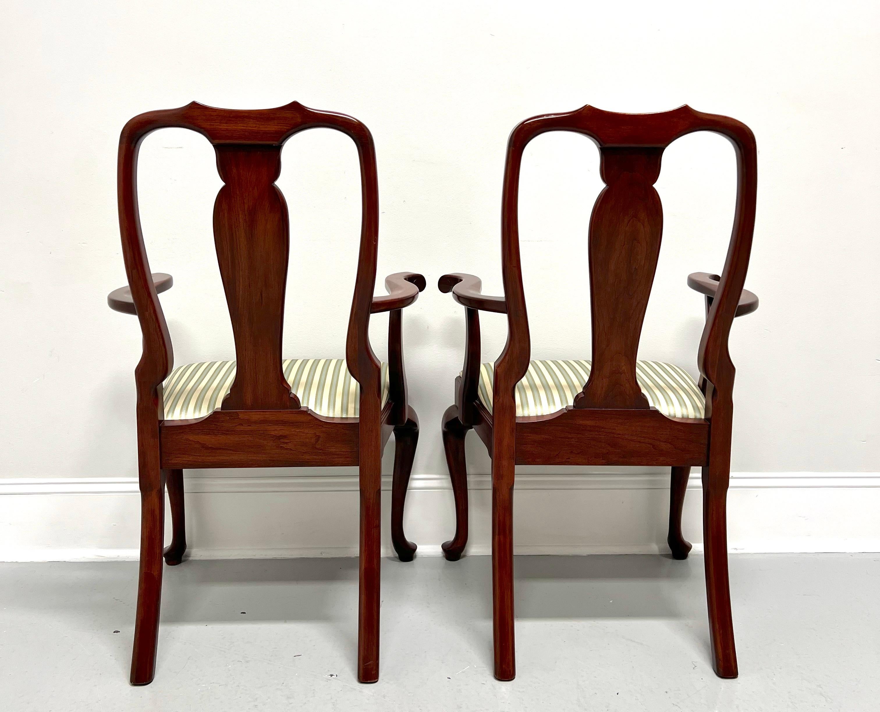 HENKEL HARRIS 105A 24 Wild Black Cherry Queen Anne Dining Armchairs - Pair In Good Condition For Sale In Charlotte, NC