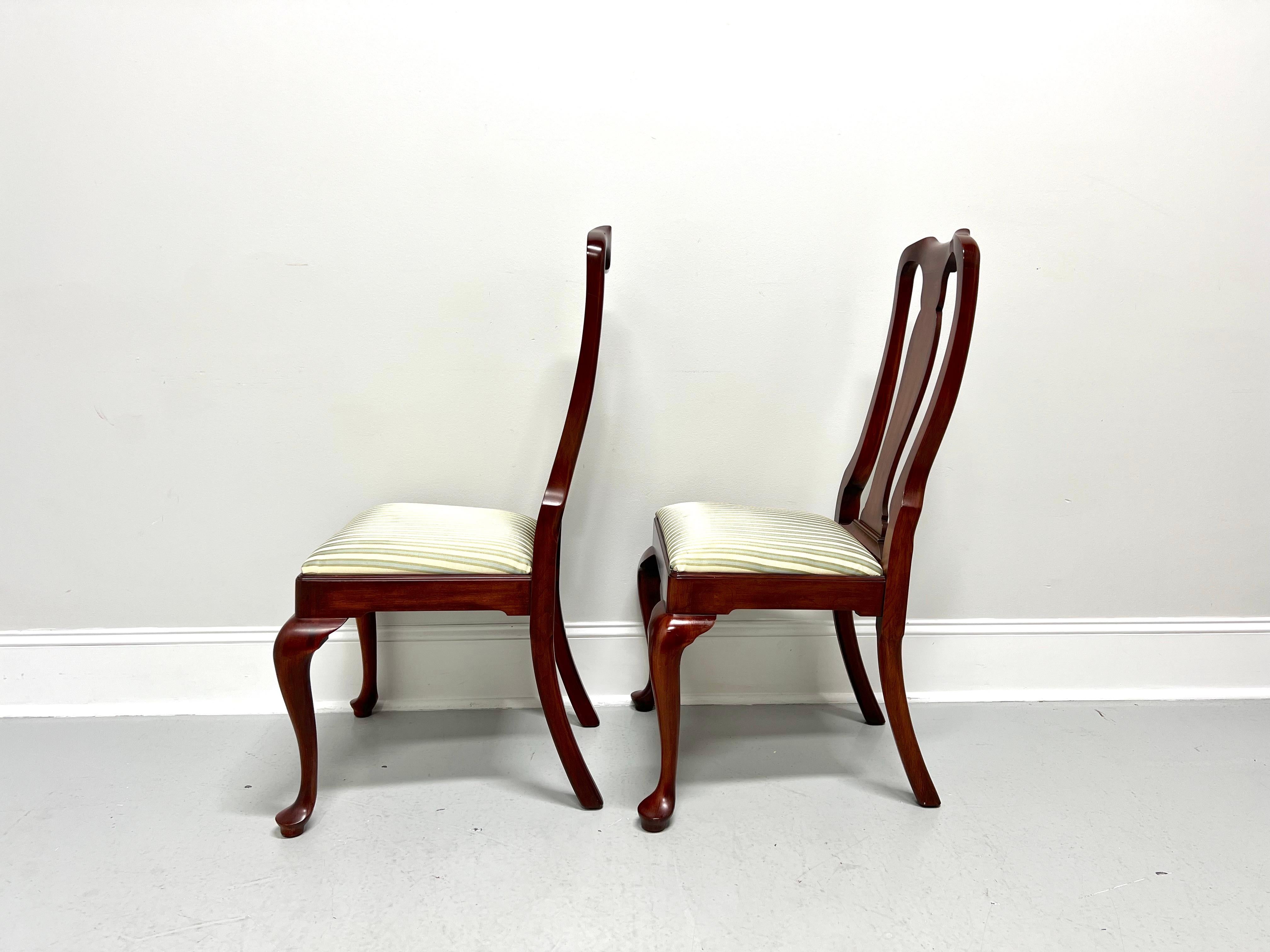 20th Century HENKEL HARRIS 105S 24 Wild Black Cherry Queen Anne Dining Side Chairs - Pair A