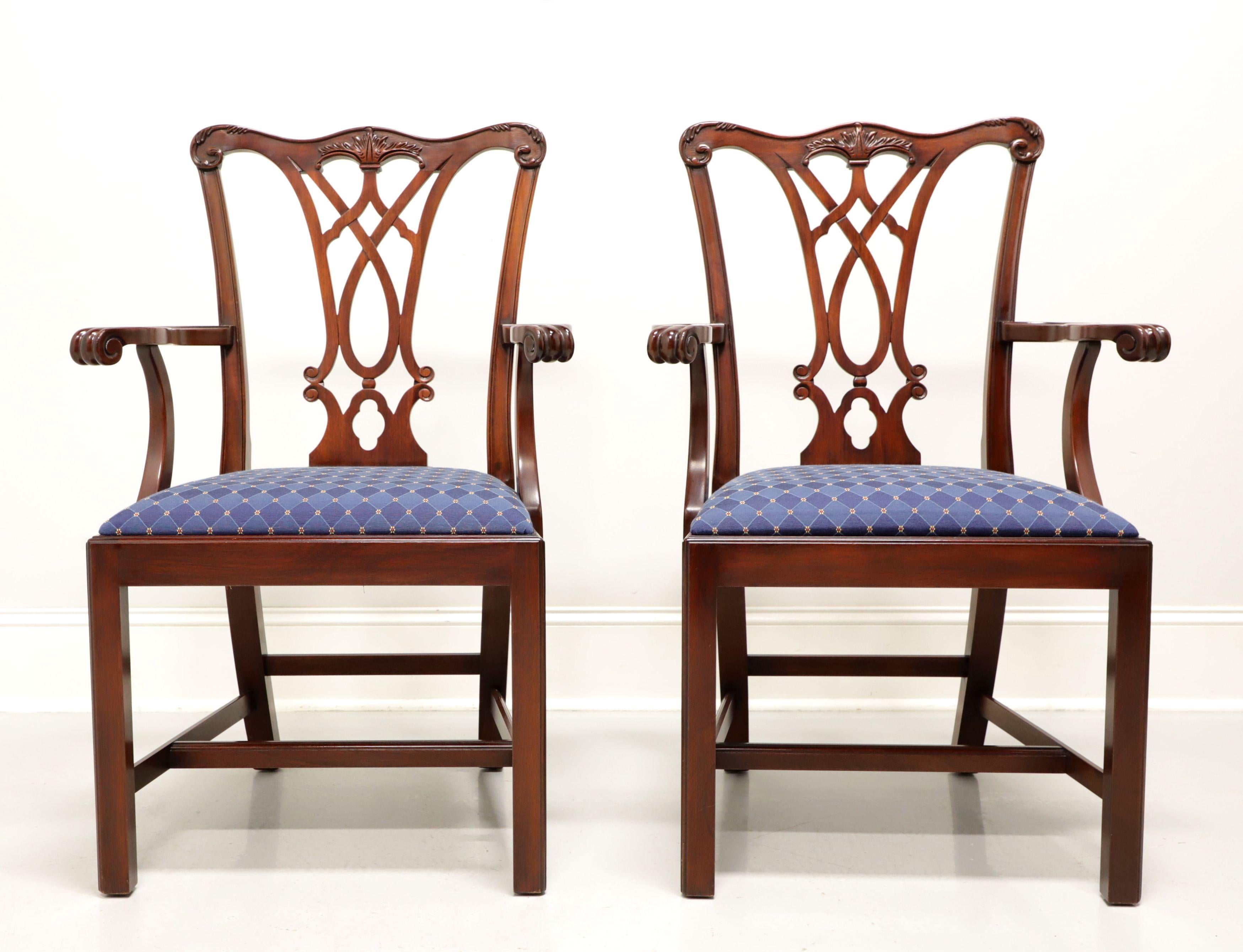 American HENKEL HARRIS 107A 29 Mahogany Chippendale Dining Armchairs - Pair