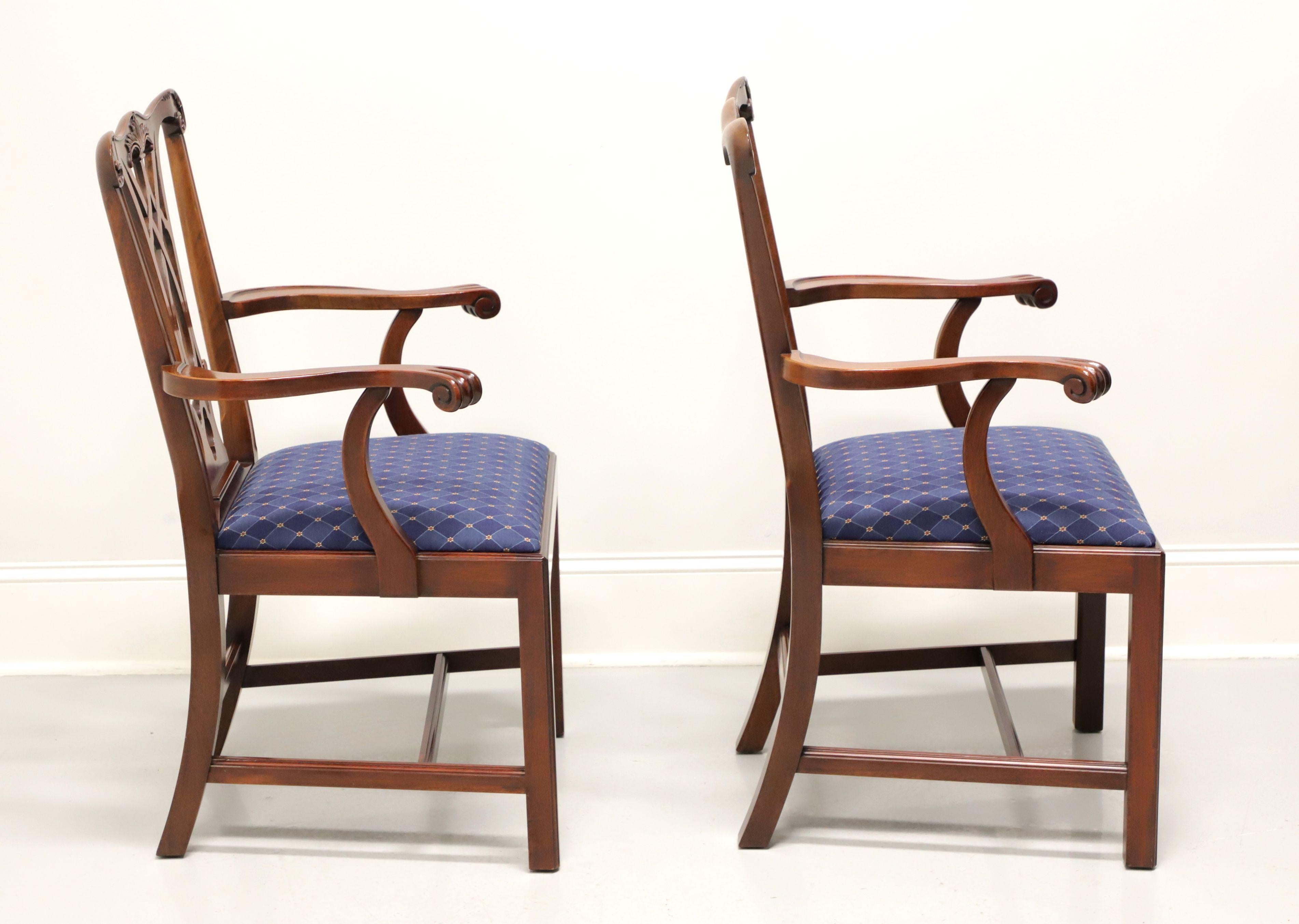 HENKEL HARRIS 107A 29 Mahogany Chippendale Dining Armchairs - Pair In Good Condition In Charlotte, NC