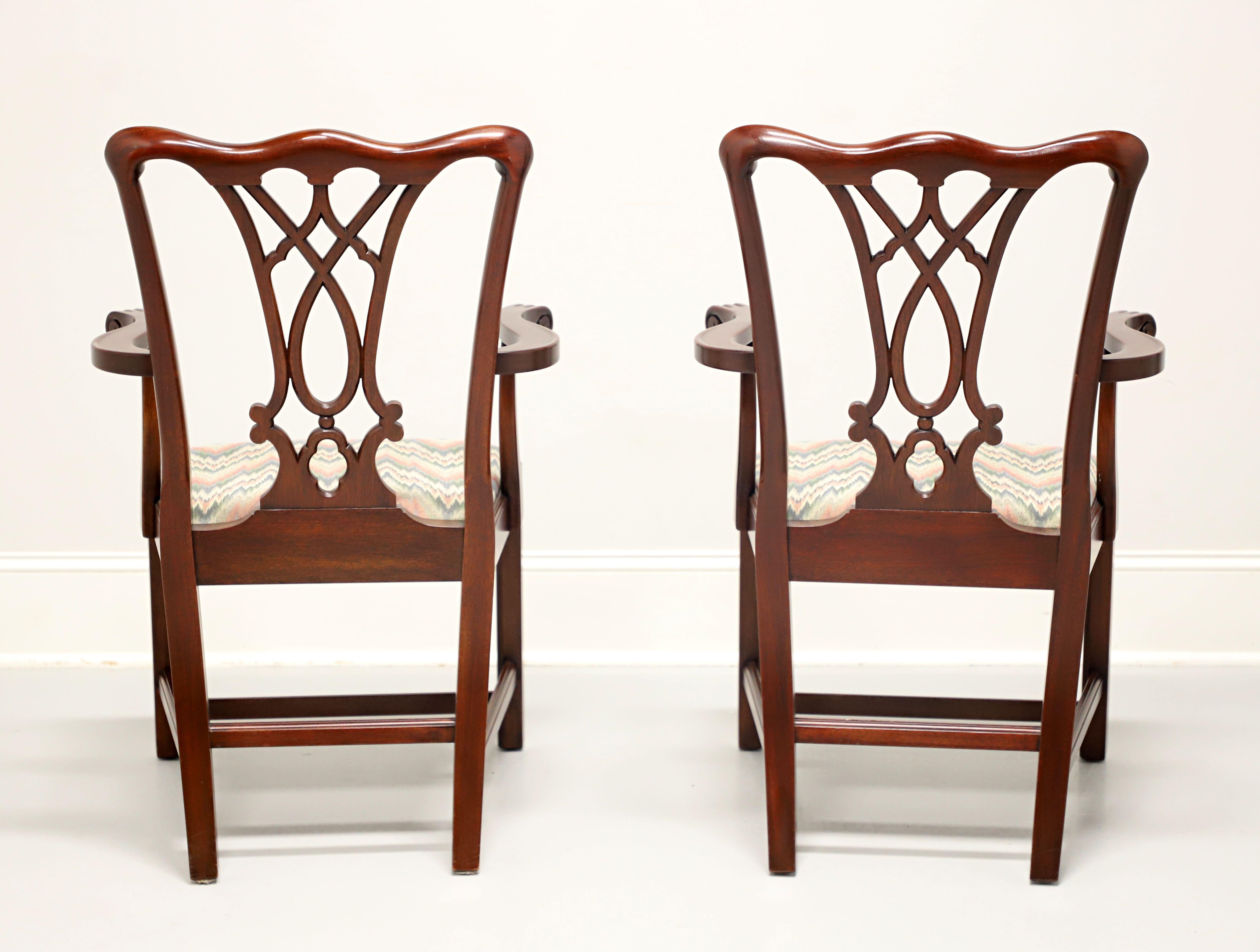 HENKEL HARRIS 107A 29 Mahogany Chippendale Dining Armchairs - Pair In Good Condition For Sale In Charlotte, NC