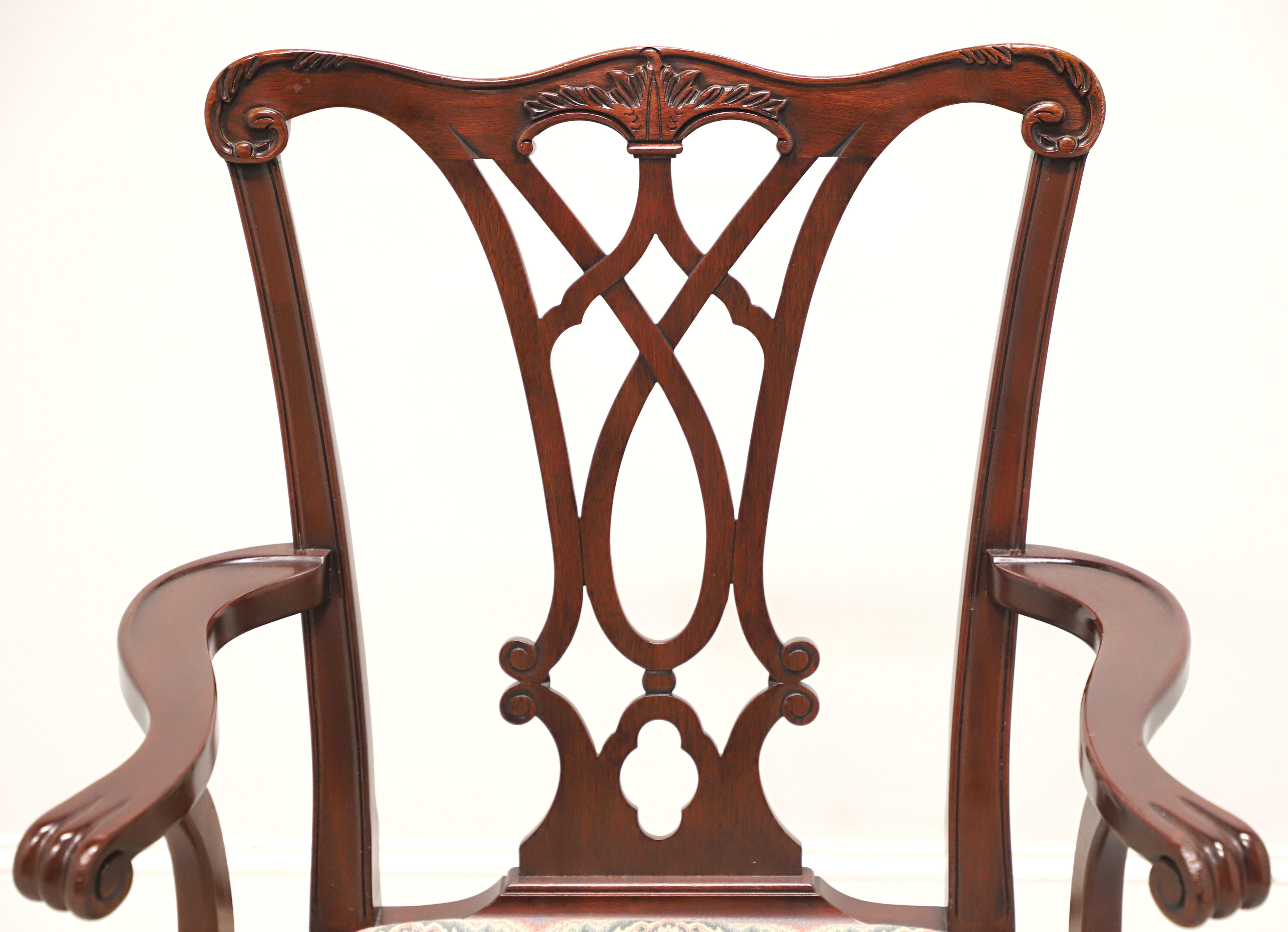 Fabric HENKEL HARRIS 107A 29 Mahogany Chippendale Dining Armchairs - Pair For Sale