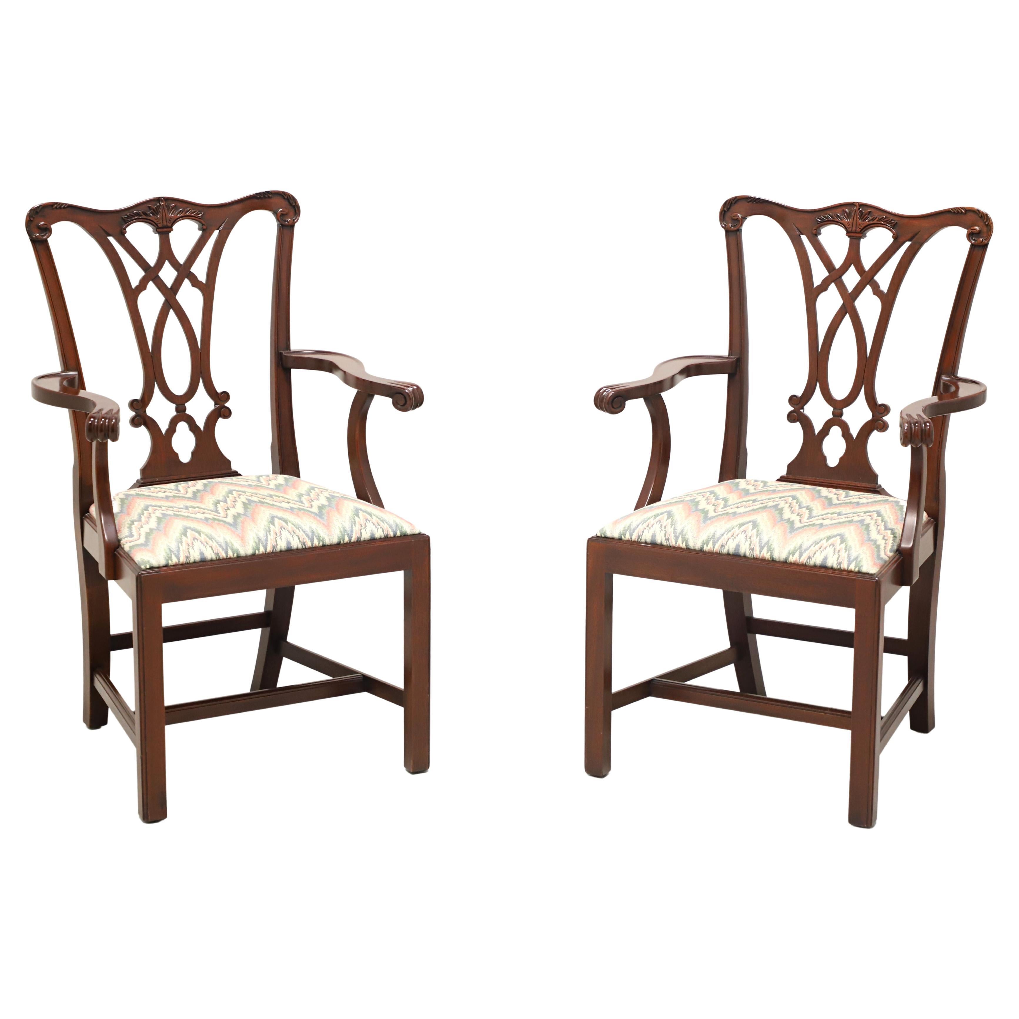HENKEL HARRIS 107A 29 Mahogany Chippendale Dining Armchairs - Pair For Sale
