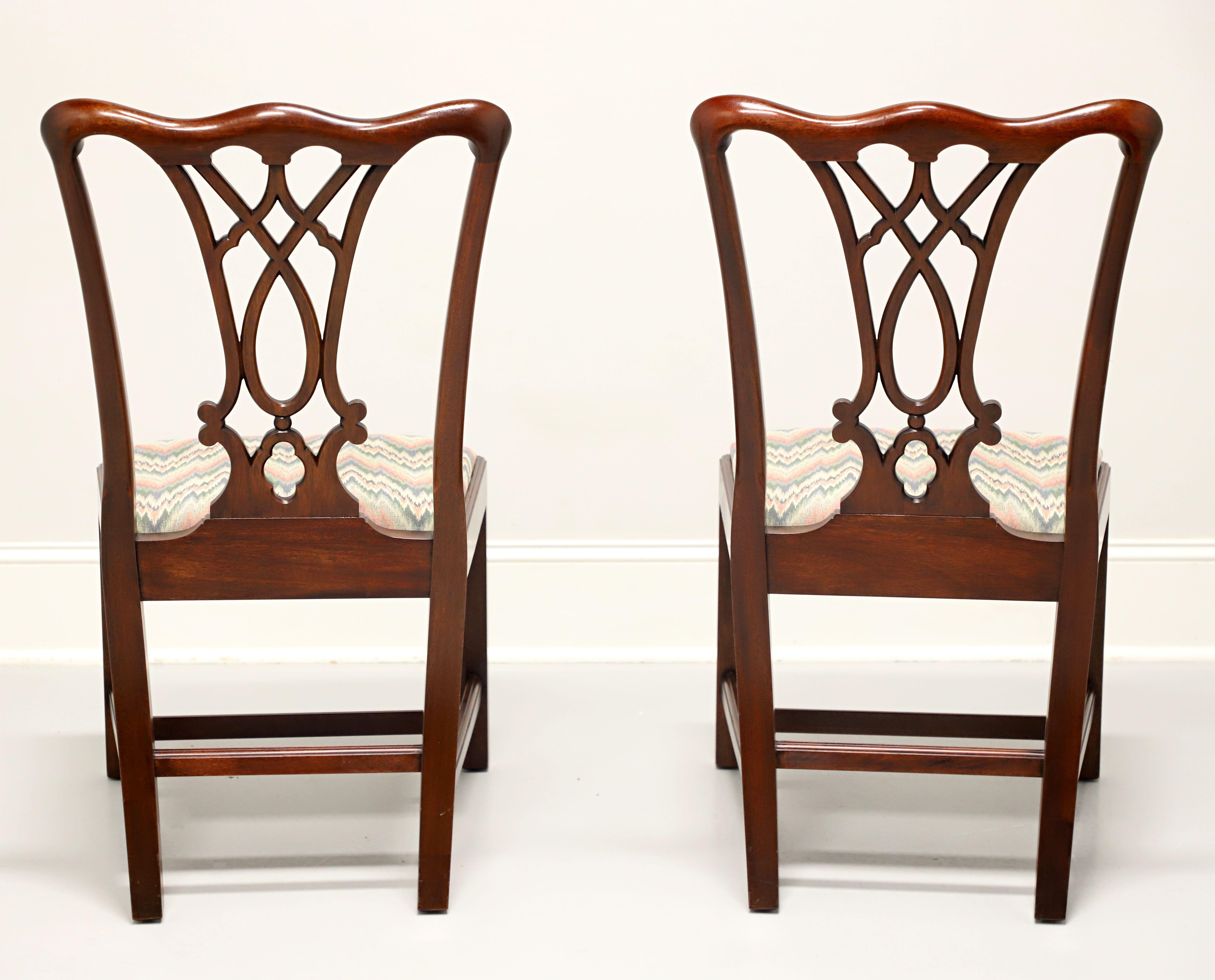HENKEL HARRIS 107S 29 Mahogany Chippendale Dining Side Chairs - Pair A In Good Condition In Charlotte, NC