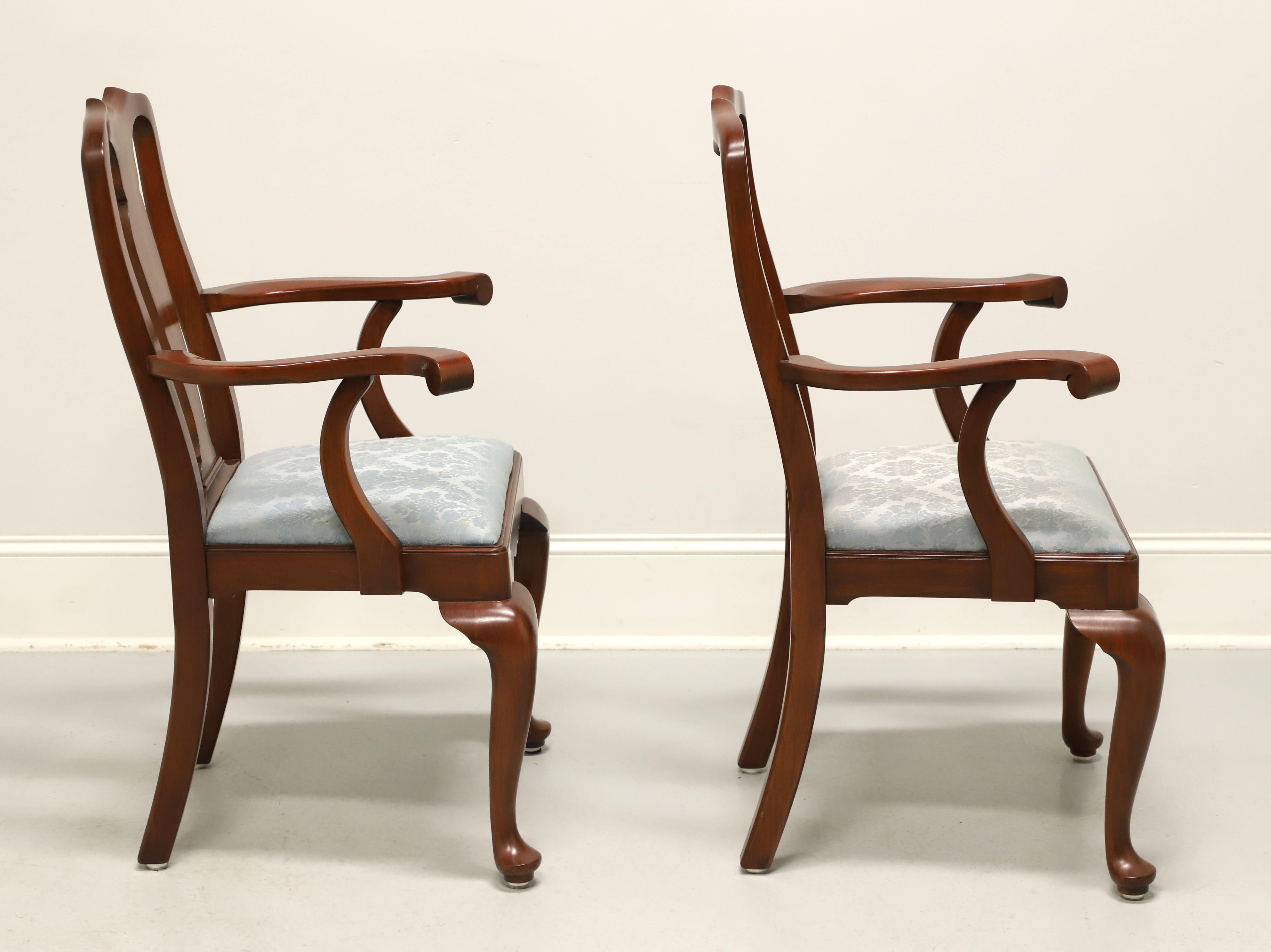 HENKEL HARRIS 109A 24 Wild Black Cherry Queen Anne Dining Armchairs - Pair In Good Condition In Charlotte, NC