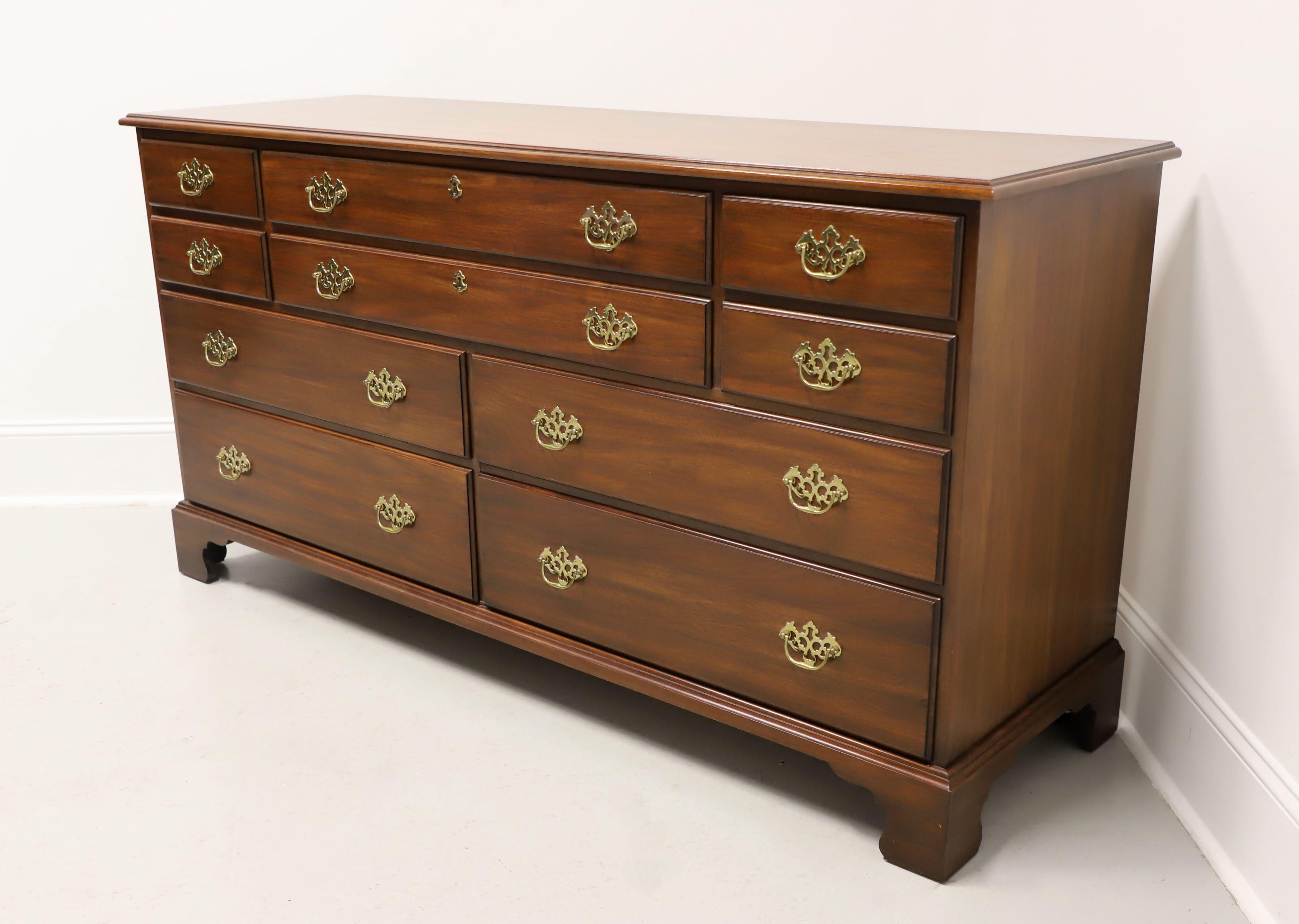 American HENKEL HARRIS 124 15 Genuine Black Walnut Chippendale Triple Dresser For Sale