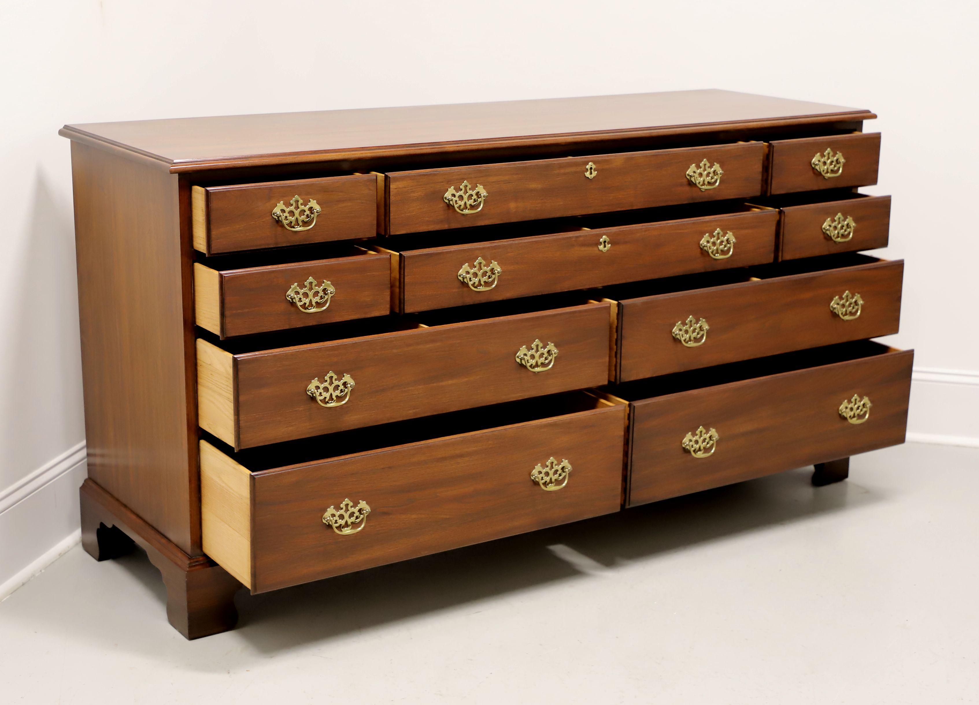 20th Century HENKEL HARRIS 124 15 Genuine Black Walnut Chippendale Triple Dresser For Sale