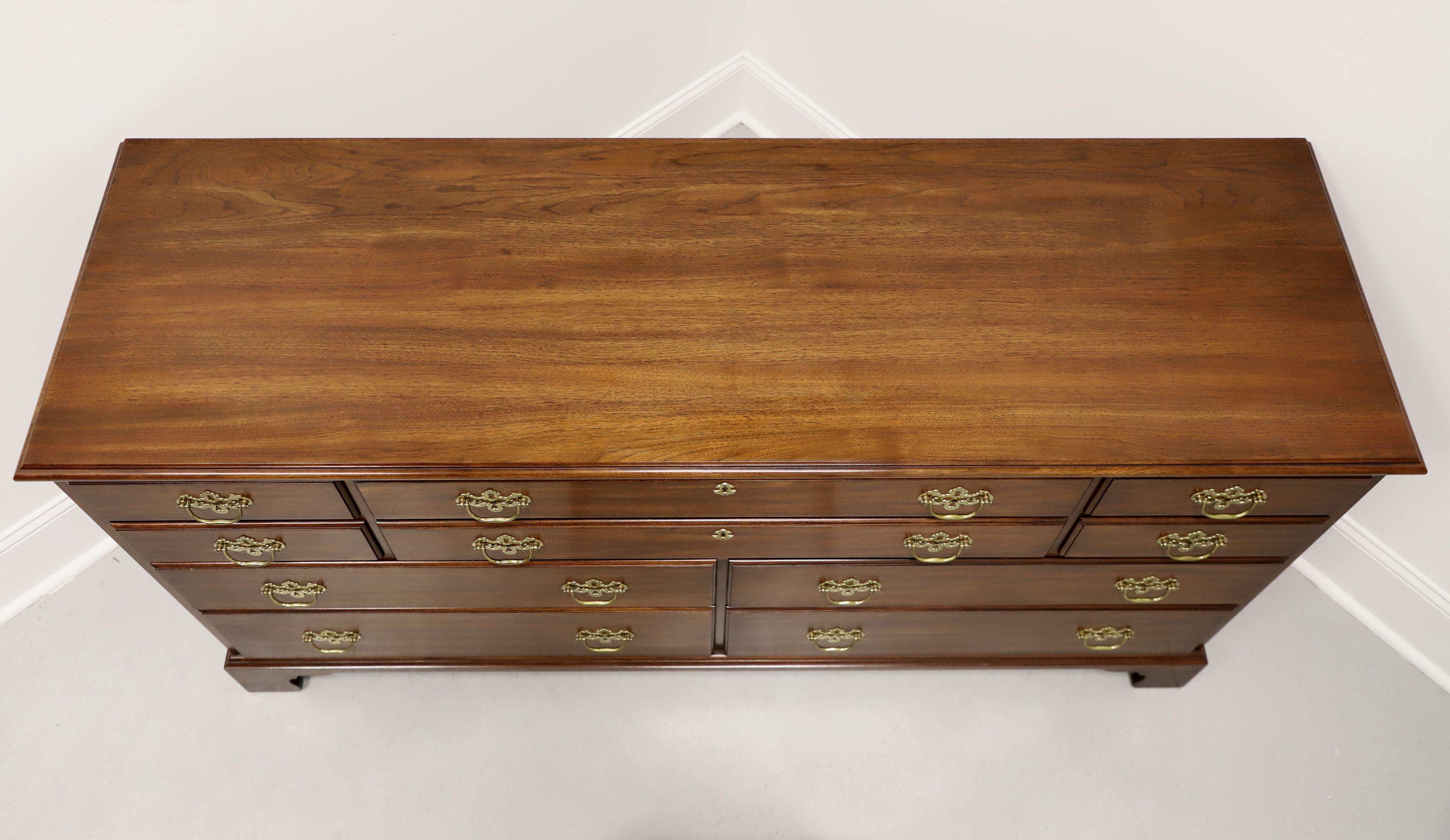 Brass HENKEL HARRIS 124 15 Genuine Black Walnut Chippendale Triple Dresser For Sale