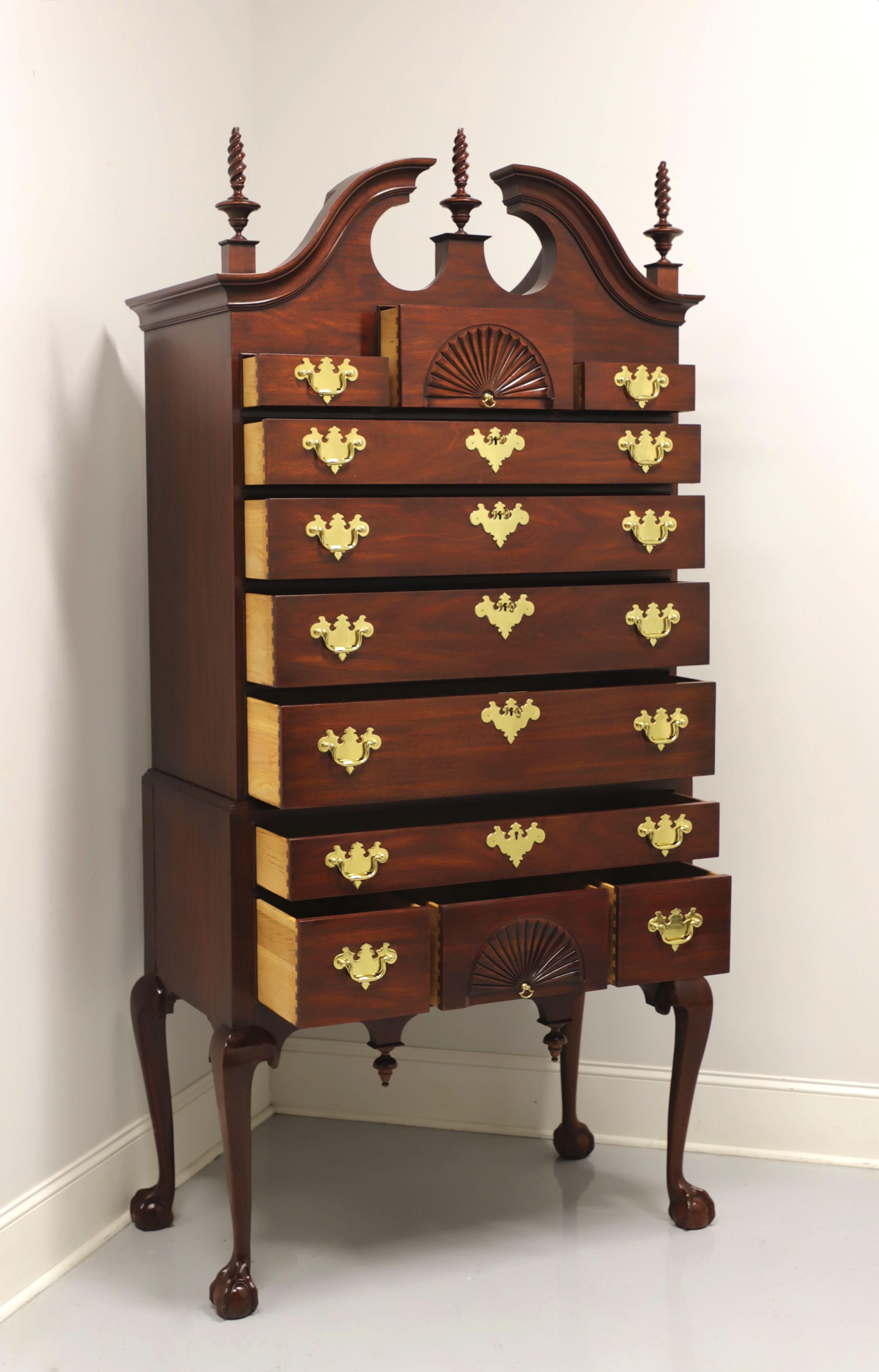 HENKEL HARRIS 143 29 SPNEA Mahogany Chippendale Style Highboy Chest In Good Condition In Charlotte, NC
