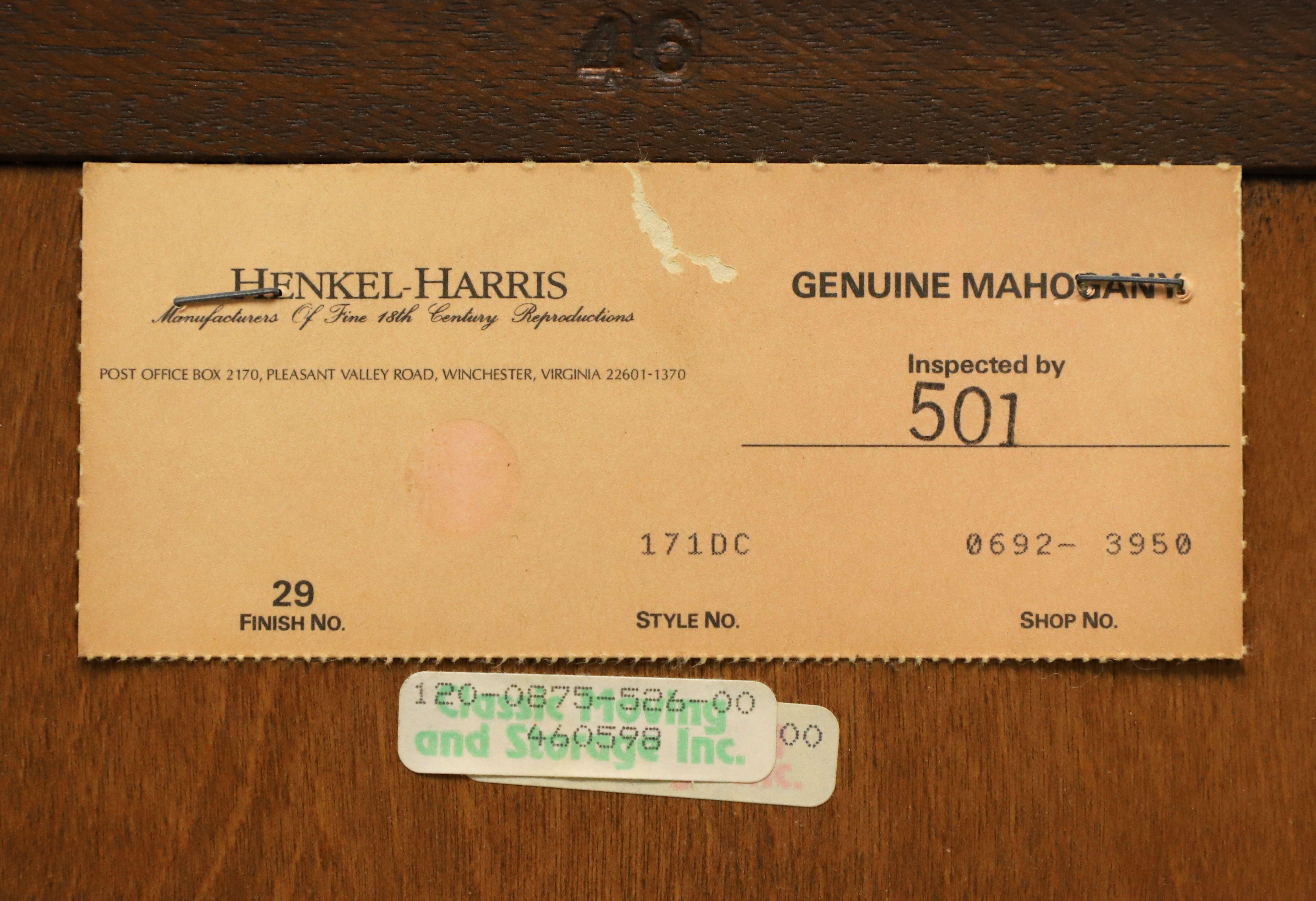 HENKEL HARRIS 171DC 29 Mahogany Chippendale Style Gentleman's Chest 8